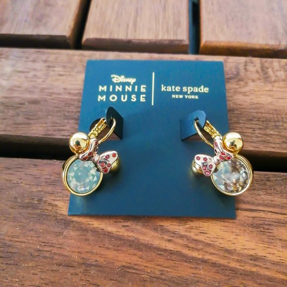 Kate Spade New York X Minnie Mouse Stone Gold Leverbacks Earrings w/dust bag